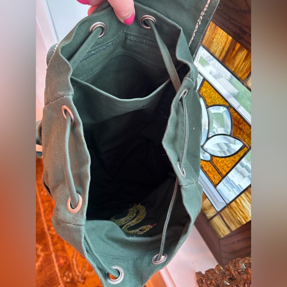 BAGGU - Teal green snake snap backpack - Hand embroidery - New with Tags - Picture 10 of 12